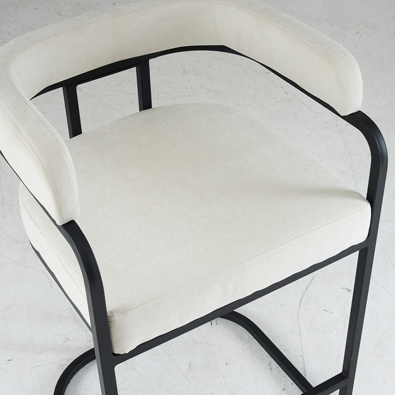 Ensemble de 2 tabourets de bar modernes en chenille, tables non comprises, Blanc