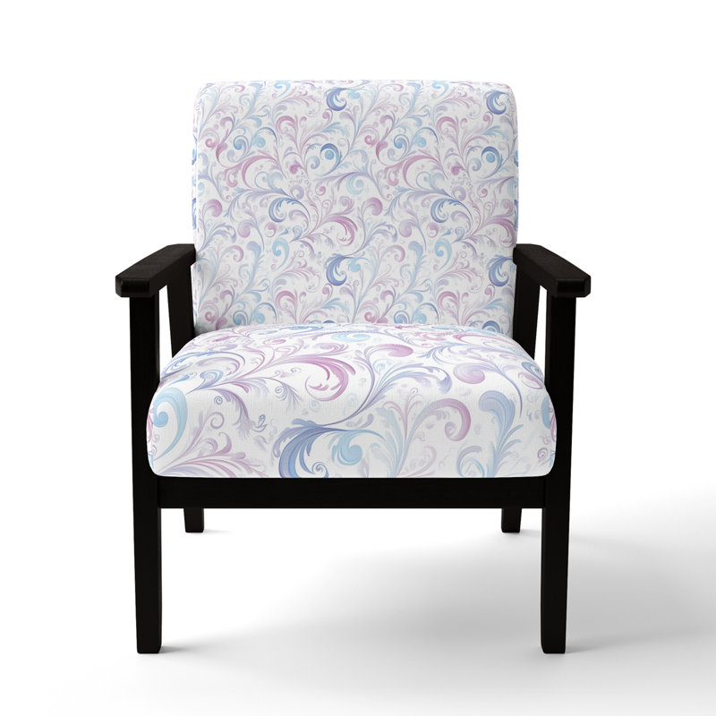 Chaise rembourrée cachemire Paisley, Accoudoirs carrés noirs