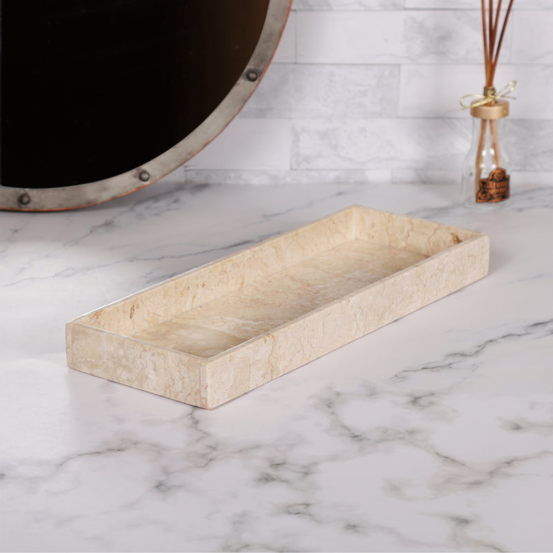 Elegant Freestanding Champagne Marble Bathroom Vanity Tray