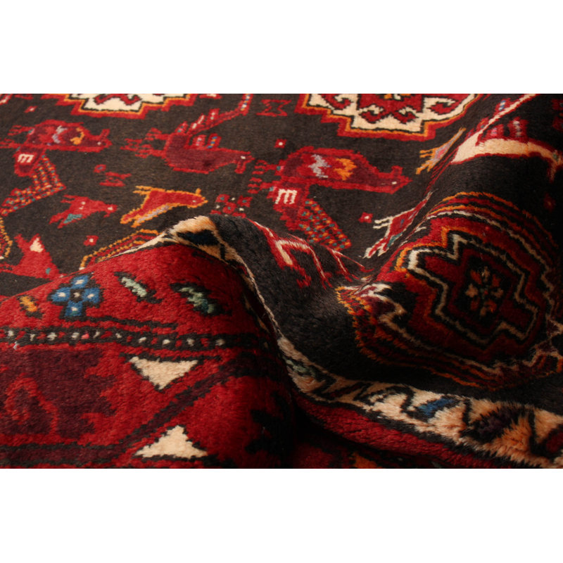 Tapis unique en laine noué à la main 3 pi 5 po x 6 pi 5 po nouvel âge Aube - noir / bleu / crème