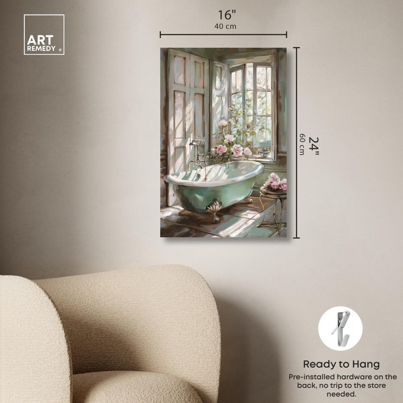 Spring Bliss Floral Bathroom Canvas Art in Pastel Colors