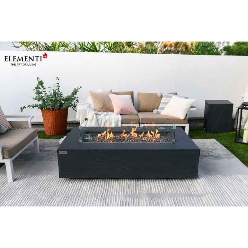 Meteora 56" Liquid Sandstone Fire Table, Propane, Black