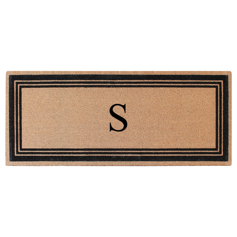 Monogrammed Triple Classic Border Natural Coir Door Mat with PVC Backing – Heavy-Duty, Anti-Shed & Easy to Clean, 57" x 24"