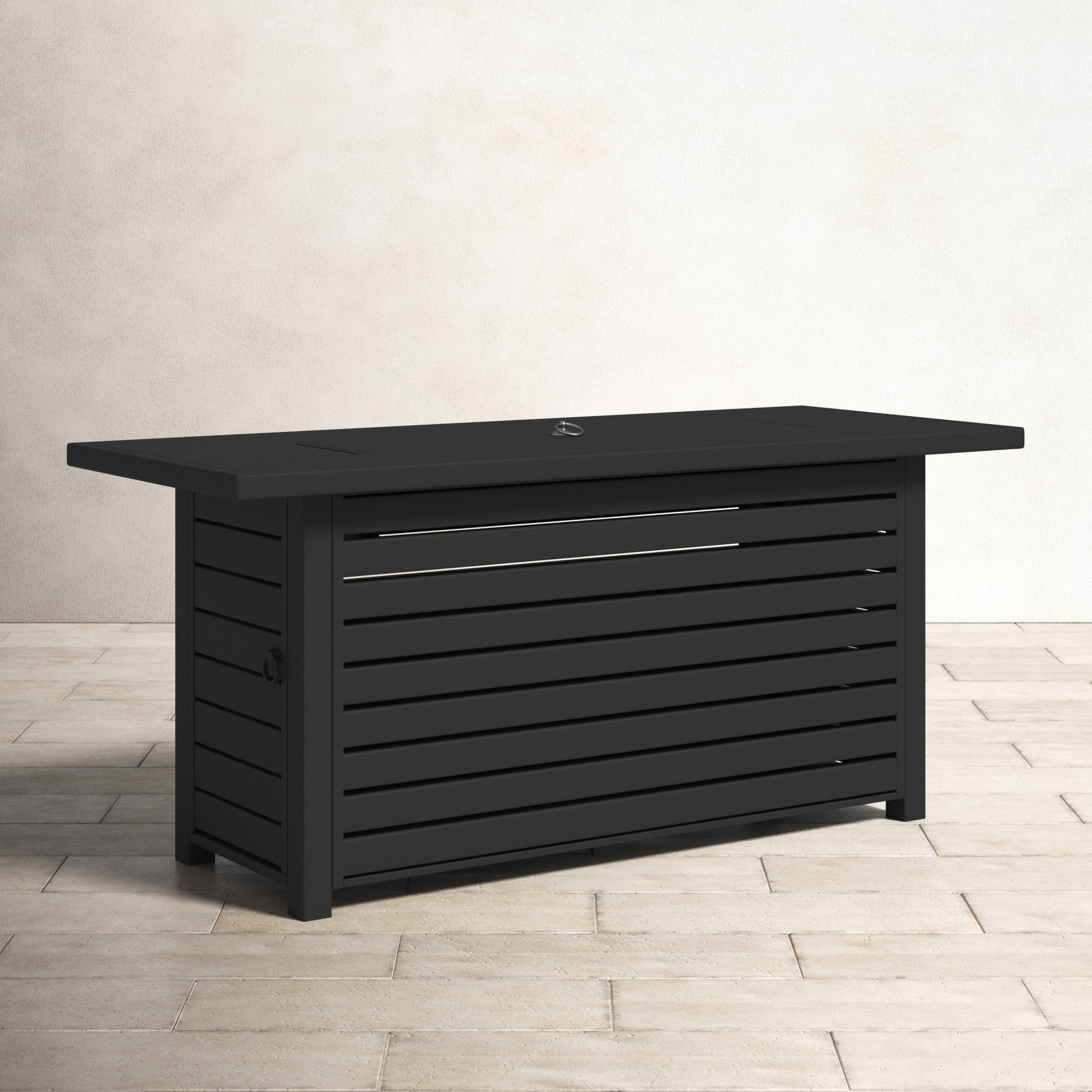 Casselton Rectangle Fire Pit Table, 25" H x 54" W x 22" D, Black