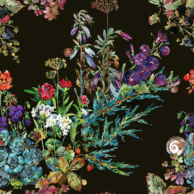 Dark Wallpaper With Wildflowers Peel & Stick Floral Roll