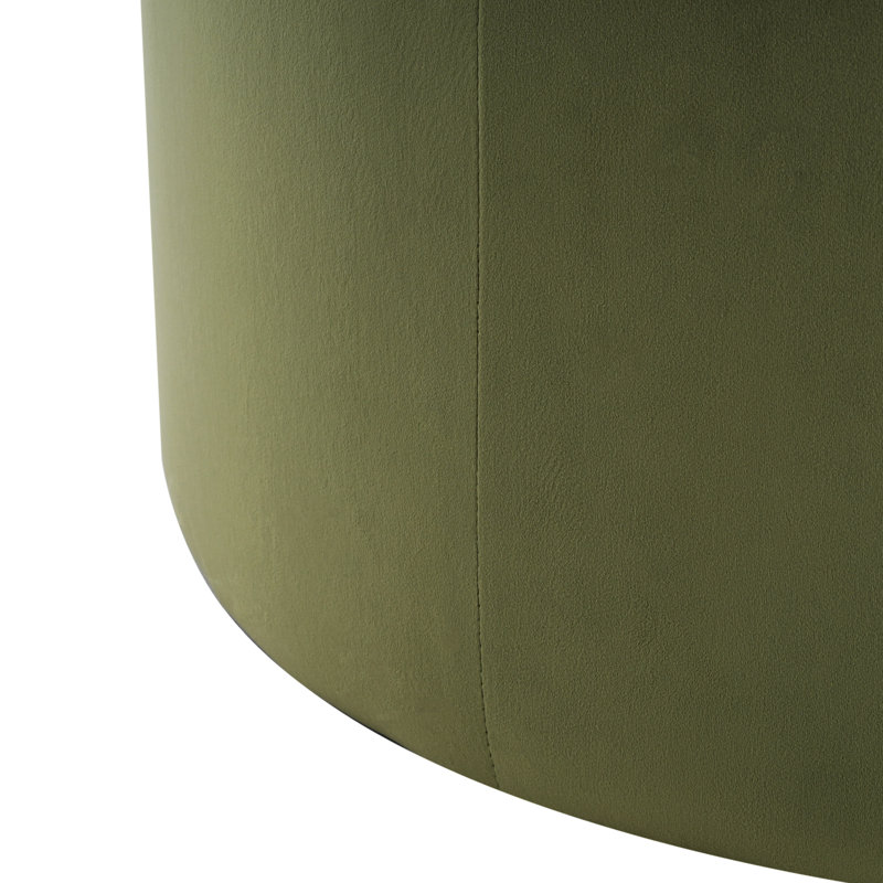 Olive Velvet Round - 16.86 Inches Tall, 31.35 Wide, Act As Side Table Or Footrest, Modern And Sophisticated Decor In Height, Width, Use Footrest Table, Elegant Contemporary Design