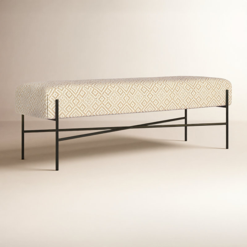 Banc avec revêtement, Crème / géométrique