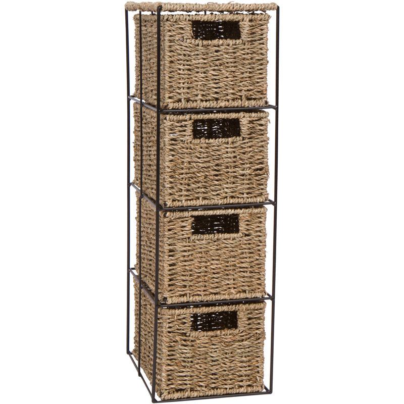 Commode de rangement 4 tiroirs en métal et herbe Arthur