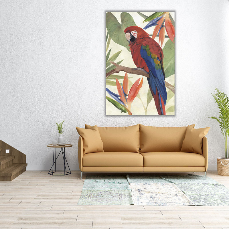 «Tropical Parrot Composition II», reproduction d'art sur toile, H 36 po x l 24 po