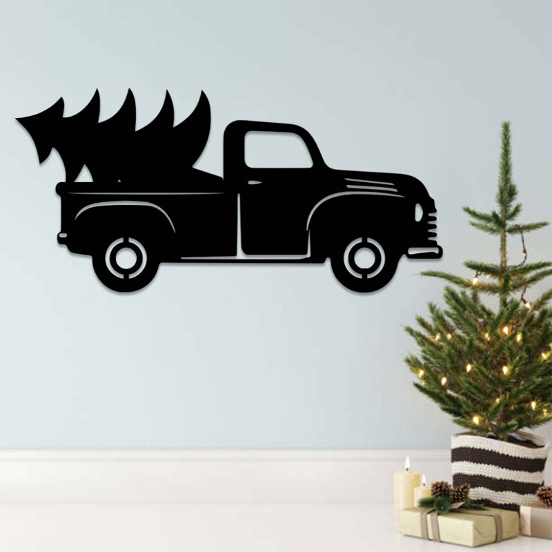 Décoration murale camion, Noir, H 11 po x l 24 po x P 0,12 po