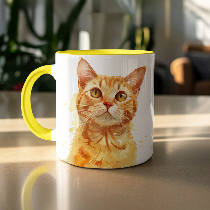 Ceramic Coffee Mug, 4, Yellow