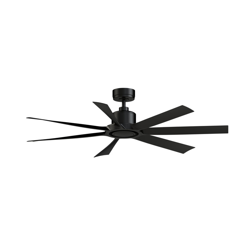 Lenzi 60 inch Indoor/Outdoor Ceiling Fan with LED Light Kit - Black with Black blades, Black, Black