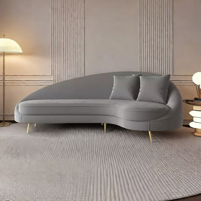 Canapé-lit Curved, Gris, Orienté à droite