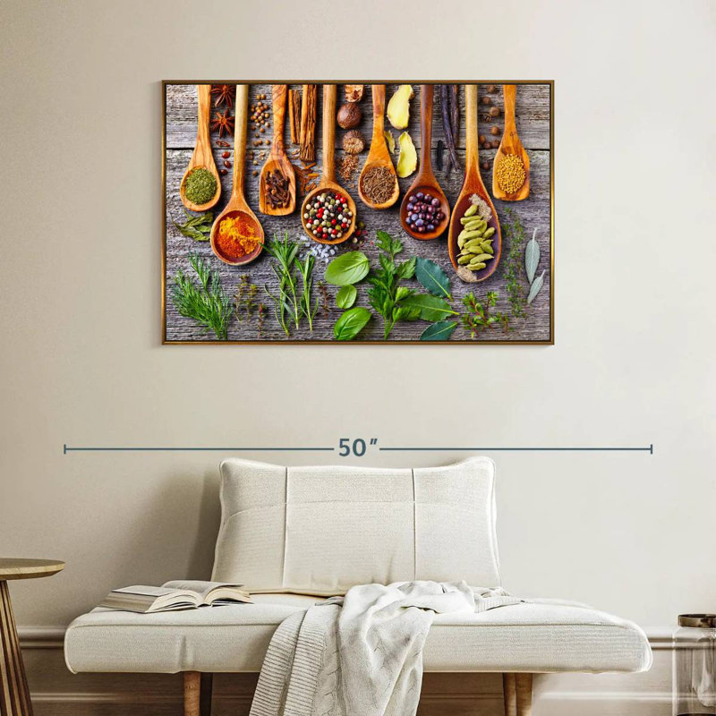Herbes et épices, Cadre flottant doré, 40 po x 27 po