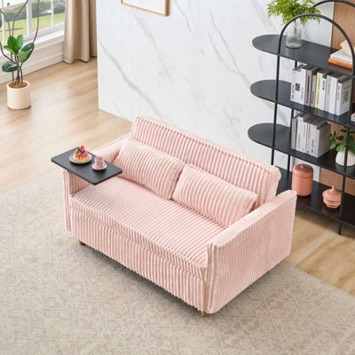 Canapé coulissant et à pousser avec plateau mobile et ports USB, canapé de salon