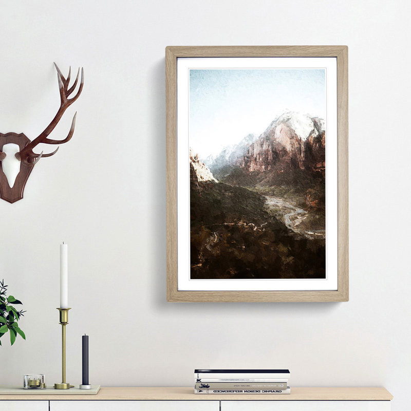 Angels Landing Trail In Zion National Park Utah - Single Picture Frame Painting, 63cm H x 45cm W x 2cm D, Oak Framed