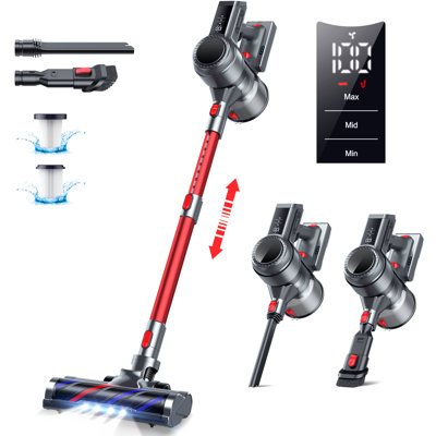 Cordless Vacuum Cleaner,250W/25Kpa Stick Vacuum Cleaners 40 Mins Max Runtime LED Headlights with Charging Dock,Self-Standing Handheld Vacuum with Touch Display,Vacuum Cleaner for Carpet Hard Floor Pet Hair