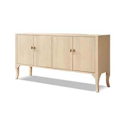 Buffet Élodie 72 po en pin recyclé à 4 portes, blanc brossé