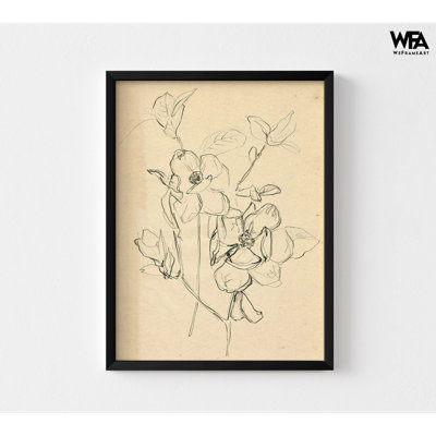 Delicate Flower Sketch Print, Framed Floral Art Print, Nature Sketch Art, Botanical Decor Print, Cute Flowers Drawings, Framed Wall Art