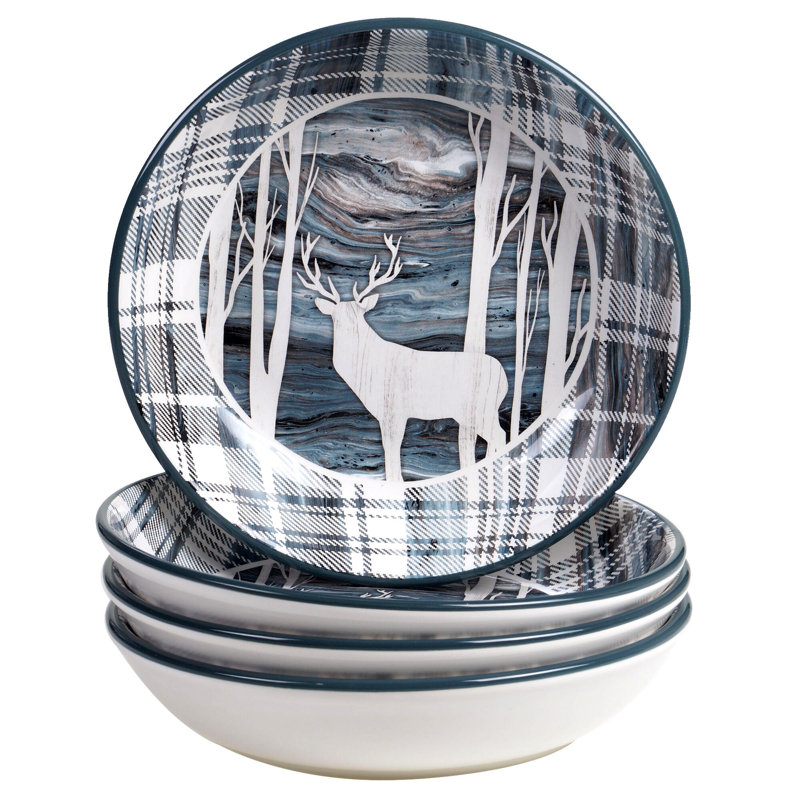 Certified International Fluidity Lodge Set/4  Soup/Pasta Bowl 9" X 2"