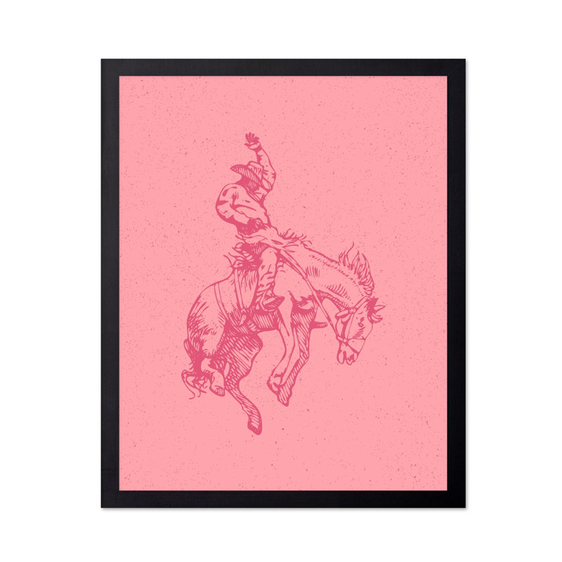 Pink Cowboy Horseback, Unframed, Poster, 16"H x 20"W
