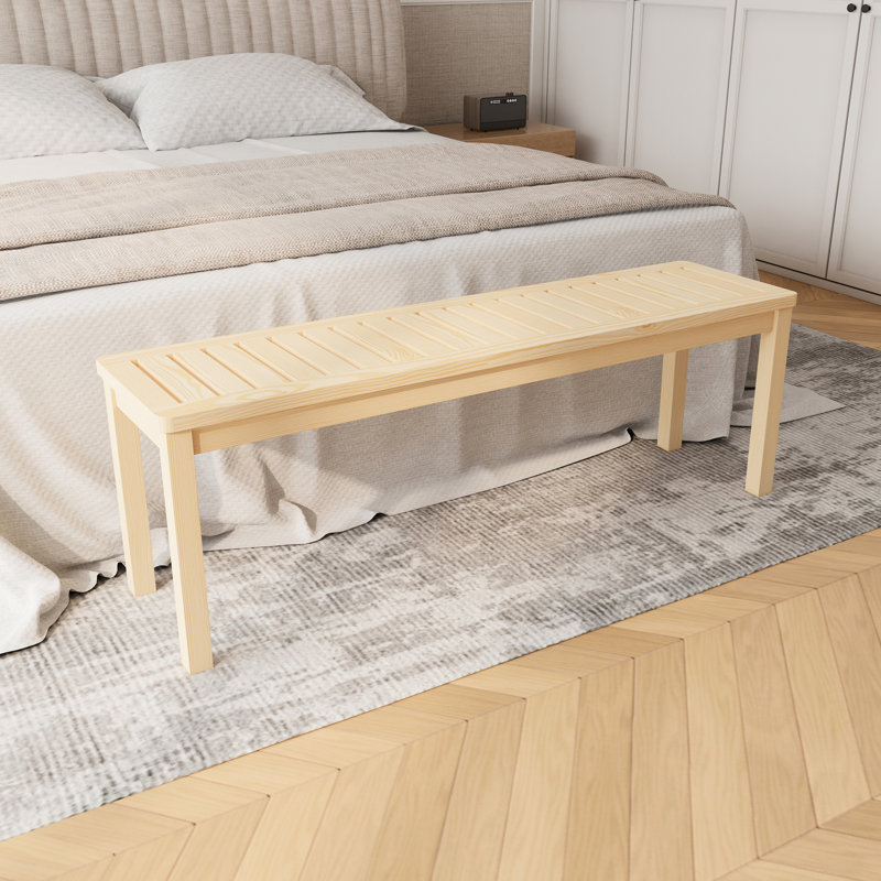 Modern Solid Wood Bedroom Bench, 52" - Comfortable & Practical Space Efficient