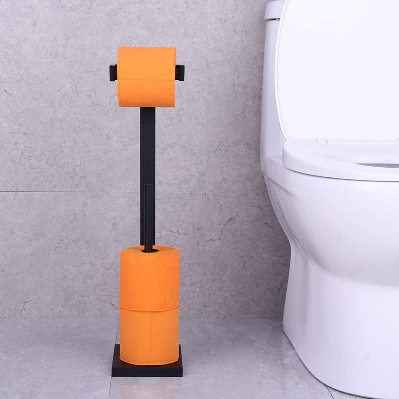 Porte-papier hygiénique sur pied en acier inoxydable SUS 304, Noir mat