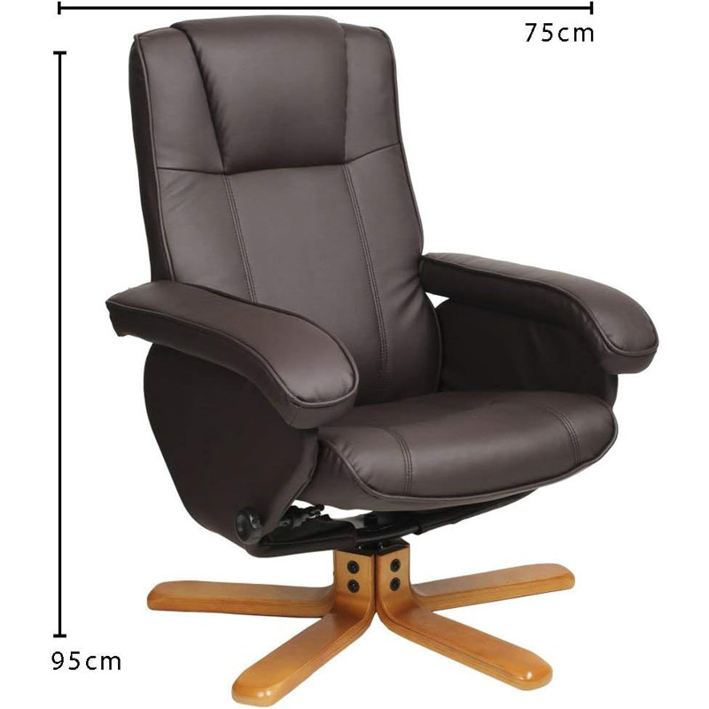 Resnick 29.5cm Wide Swivel Ergonomic Recliner, Brown