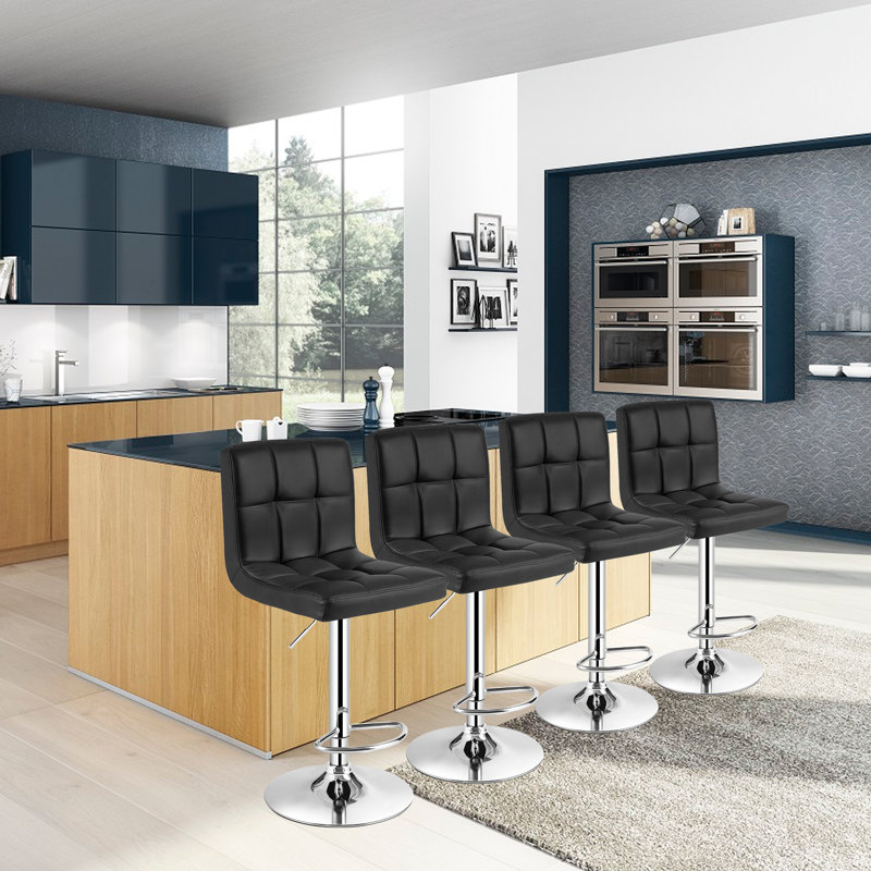 Tabouret de bar pivotant à hauteur réglable Nodaway, Noir
