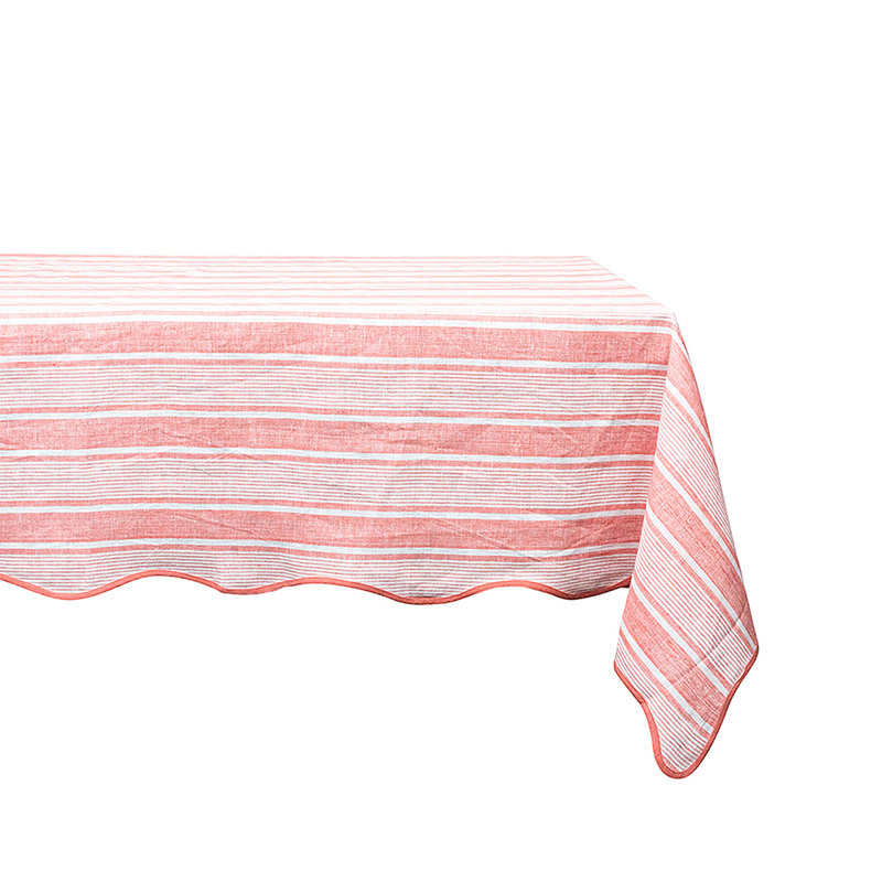 Cabana Stripe 60" x 120" Tablecloth, Coral