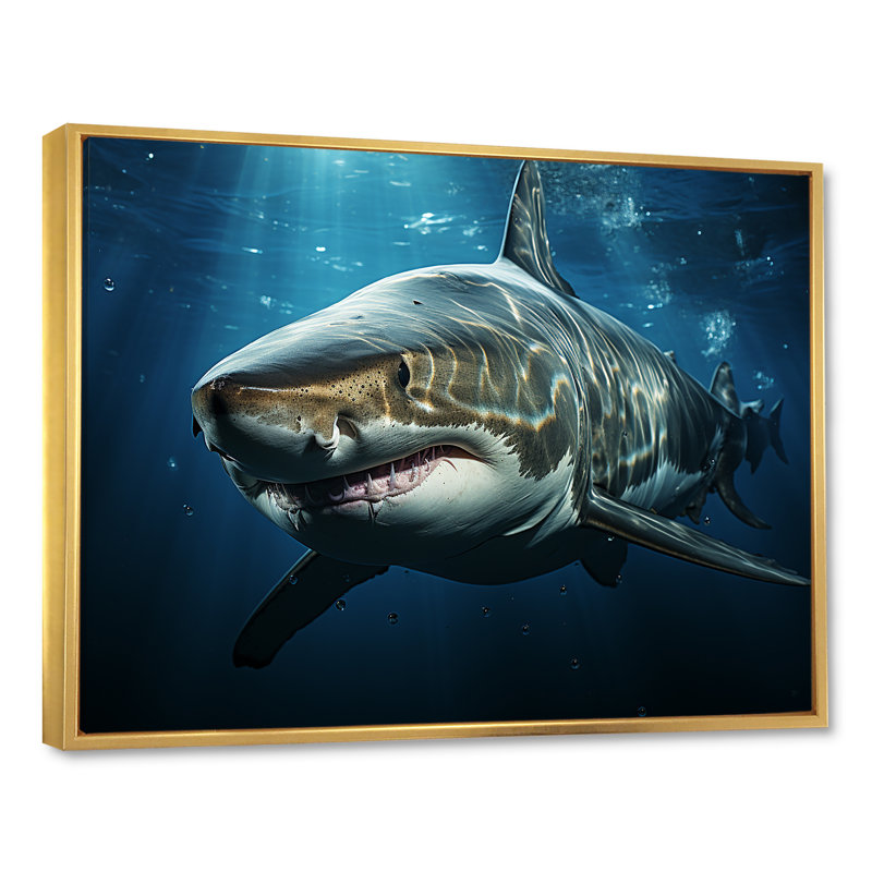 " Oceans Blue Ghost Shark Photography ", 34" H x 44" W x 1.5" D, Gold Floater Framed