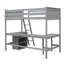 Lit mezzanine simple en bois avec bureau et tablettes de rangement - Lit mezzanine peu encombrant, gris
