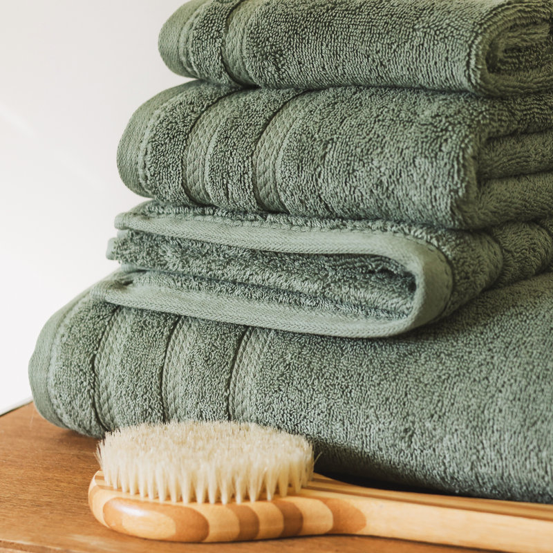 True Comfort Green Cotton 4-Piece Bath Towel Set