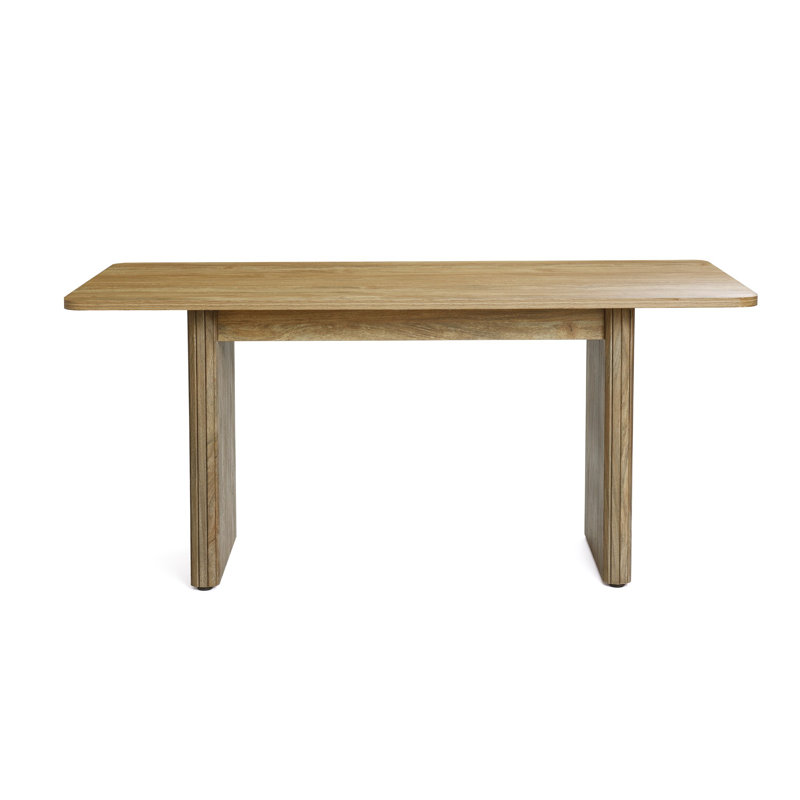 63'' Rectangular Dining Table for 6, Oak Wood MDF Kitchen Table with Fluted Base