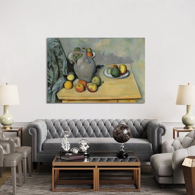 Pichet Et Fruits Sur Une Table by Paul Cezanne - Wrapped Canvas Painting, 152.5 cm H x 101.5 cm W