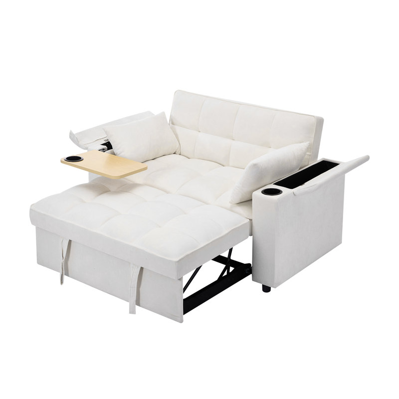 2 Seater Fabric Sofa Bed, Beige