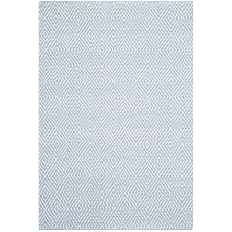 Handmade Light Blue and Ivory Wool Area Rug 4' x 6'
