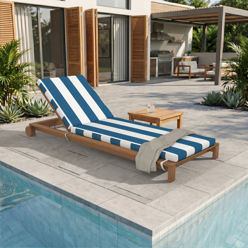Sunbrella® Outdoor Chaise Cushion, 26" W x 80" D, Cabana Regatta