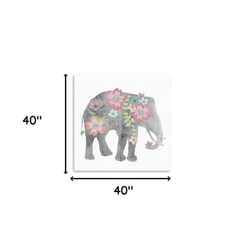Éléphant floral, impression murale sans cadre