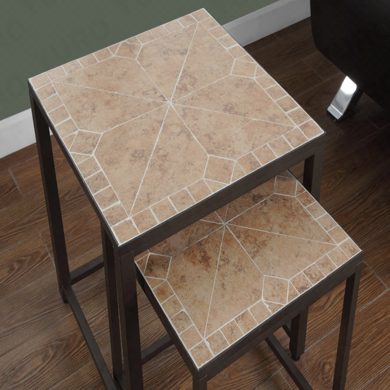 Ensemble de 2 tables d'appoint gigognes Brown