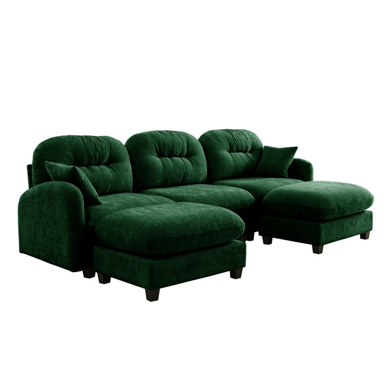 Canapé modulaire modulaire, 3 places, chenille, diverses combinaisons de meubles d'appoint confortables - siège en forme de U avec tissu chenille, étapes de configuration simples, courbe ergonomique, coussin, chambre à coucher