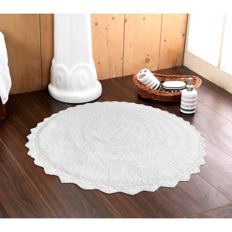 100% Cotton Non-Slip Bath Rug, White