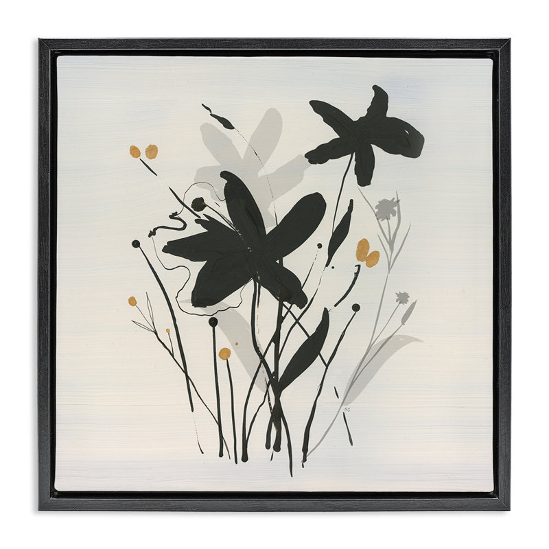 Impressions de fleurs, art mural encadré par Susan Jill, Cadre flottant noir de jais, H 18 po x l 18 po