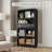 27.5”W 4-Tier Bookcase, Adjustable Storage Shelf for Living Room, Bedroom & Home Office, Black-1236309874