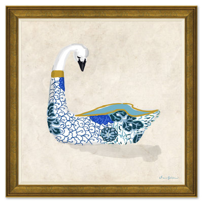 «Kimono Swam In Blue II» par Dana Gibson - peinture encadrée