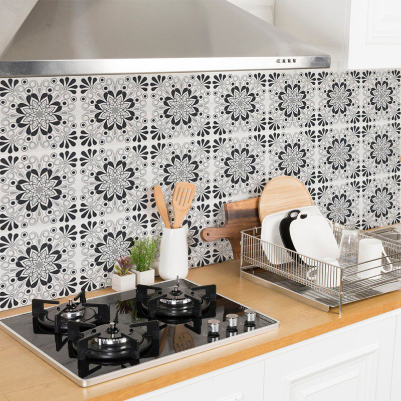 Autocollants de carreaux à motif floral rétro amovibles carrés 6 po x 6 po