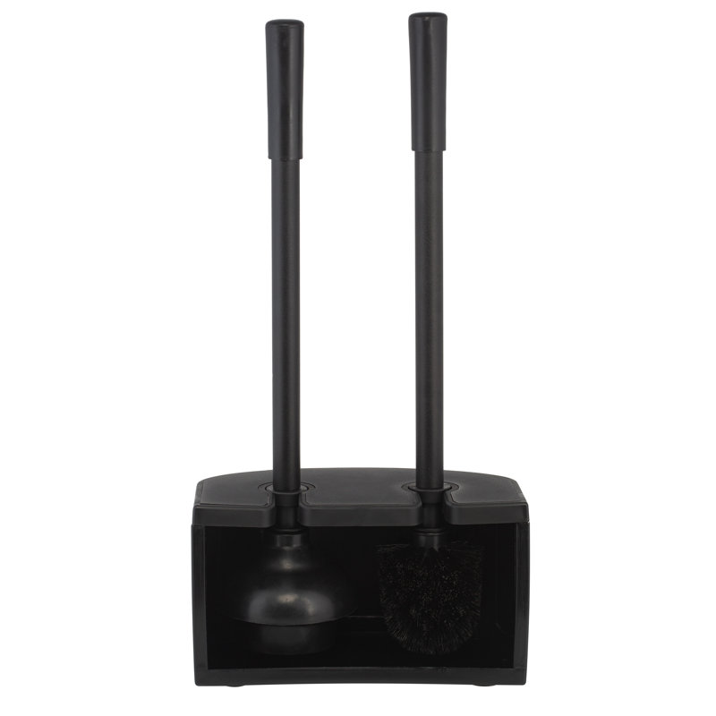 Black Stainless Steel 2-in-1 Toilet Brush and Plunger Set