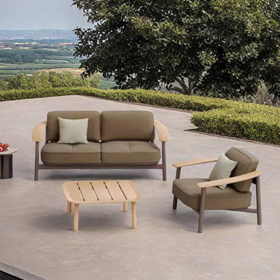 Ensemble de canapé d'extérieur simple moderne à 3 personnes avec coussins d'extérieur