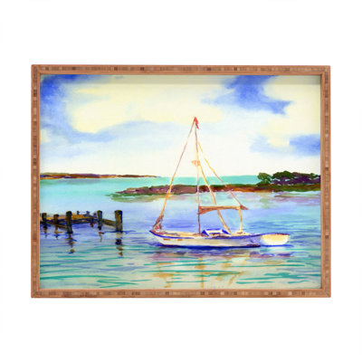 Plateau de service en bois rectangulaire summer voilier par laura trevey