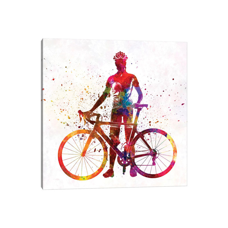 Woman Triathlon Cycling by Paul Rommer - Wrapped Canvas Painting, 30.48cm H x 30.48cm W x 1.91cm D